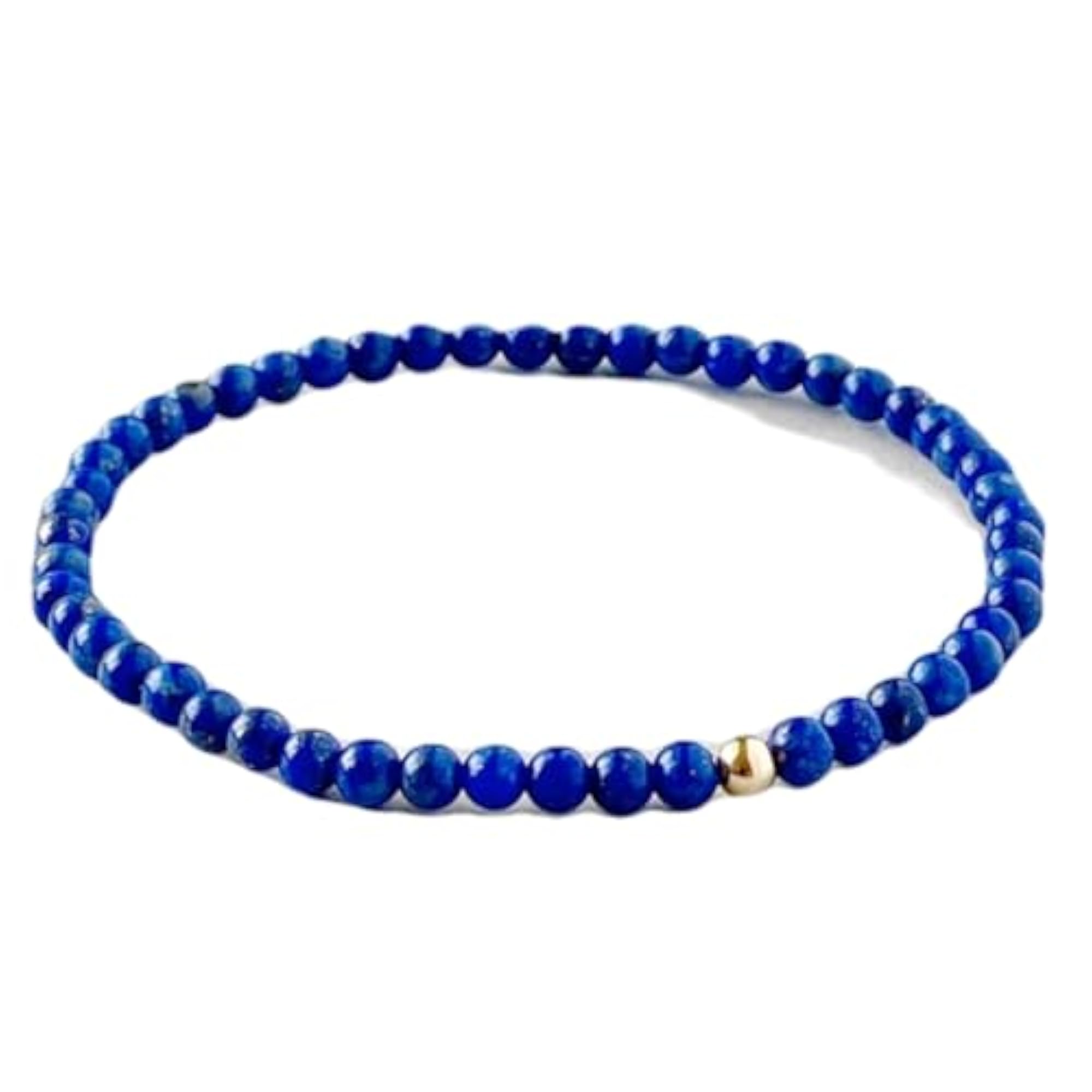 Natural Lapis Lazuli 4mm Bead Stretchable Bracelet, Unisex